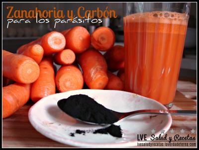 Zanahoria y carbón para eliminar parásitos